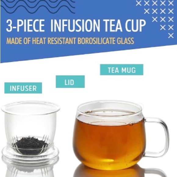 Citea Other - Clear Heat Resistant Tea Cup with Tea Infuser and Lid NIB